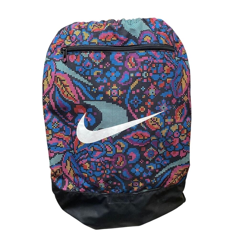Nike Lite Brite Print Colorful Drawstring Bag Sports Backpack Logo Shoe Cinch